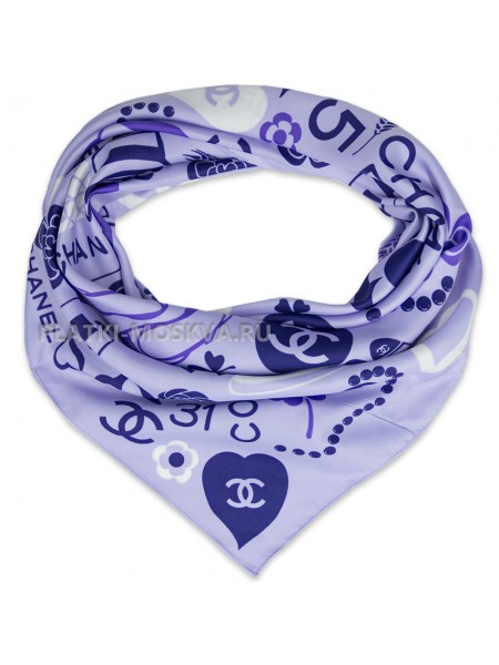 Платок Chanel шелковый фиолетовый "Shopping" 3187