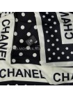 Платок Chanel шелковый черный с белым "Peas"