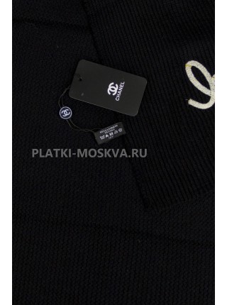 Шарф Chanel кашемировый черный "Knitted" 2438