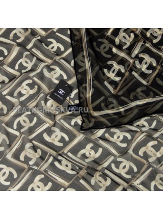 Платок Chanel шелковый черный "Logo" 2835-110