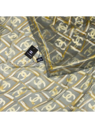Платок Chanel шелковый серый "Logo" 2837-110