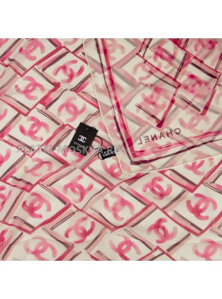 Платок Chanel шелковый розовый "Logo" 2838-110