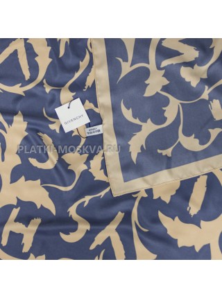 Платок Givenchy шелковый синий с бежевым "Designo" 4161