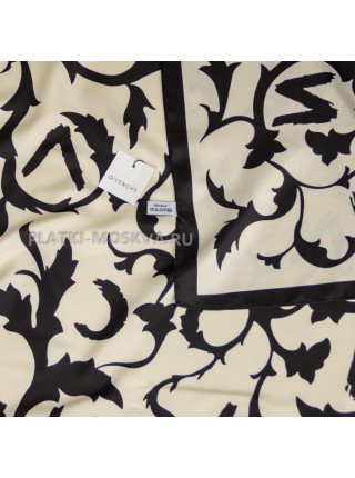 Платок Givenchy шелковый светло-бежевый с черным "Designo" 4166