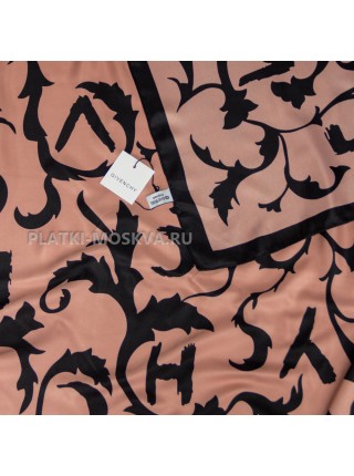 Платок Givenchy шелковый персиковый с черным "Designo" 4165