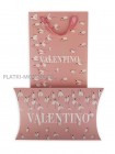 Платок Valentino шерстяной розовый с гипюром 660