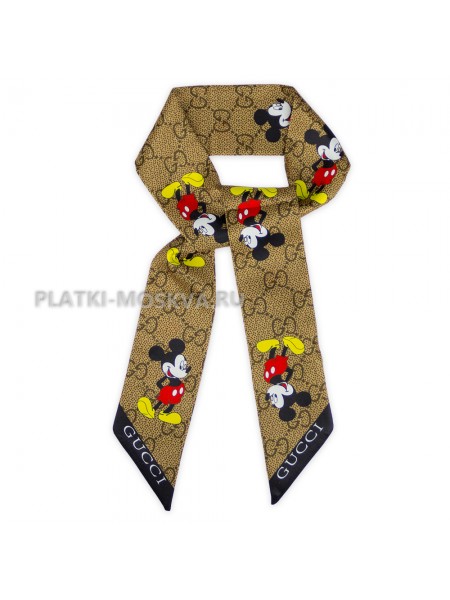 Лента Gucci шелковая бежевая "Mickey Mouse" 4244