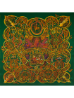 Платок Hermes шелковый зеленый "Узоры" 320-90