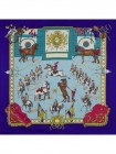 Платок Hermes шелковый синий с бирюзовым "Конница" 1612-90