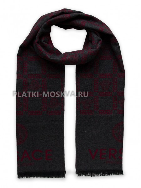 Шарф мужской Versace кашемировый серый с красным 3453