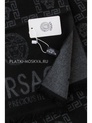 Шарф мужской Versace кашемировый черный с серым 3424