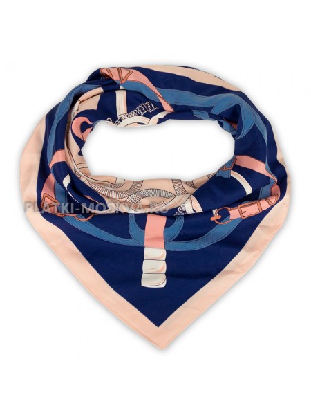 Платок Dalinnica шелковый синий с розовым "Belts" 3963